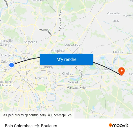 Bois-Colombes to Bouleurs map
