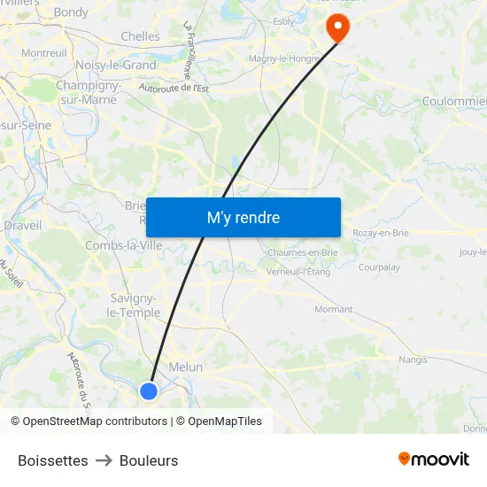 Boissettes to Bouleurs map