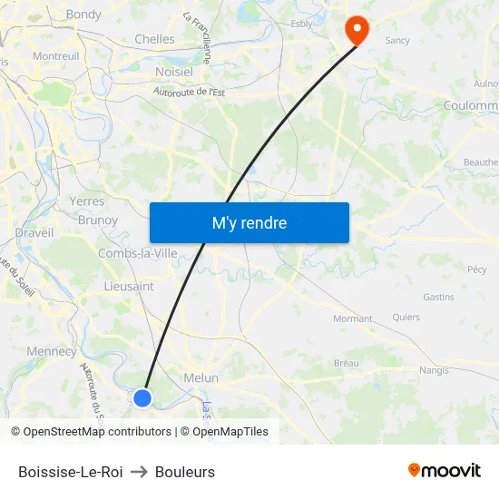 Boissise-Le-Roi to Bouleurs map
