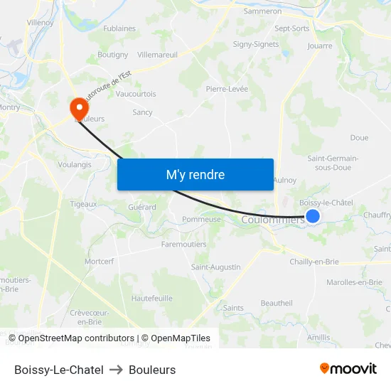 Boissy-Le-Chatel to Bouleurs map