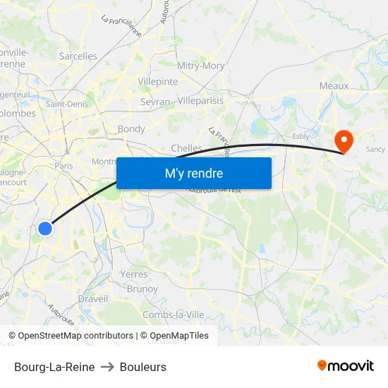 Bourg-La-Reine to Bouleurs map