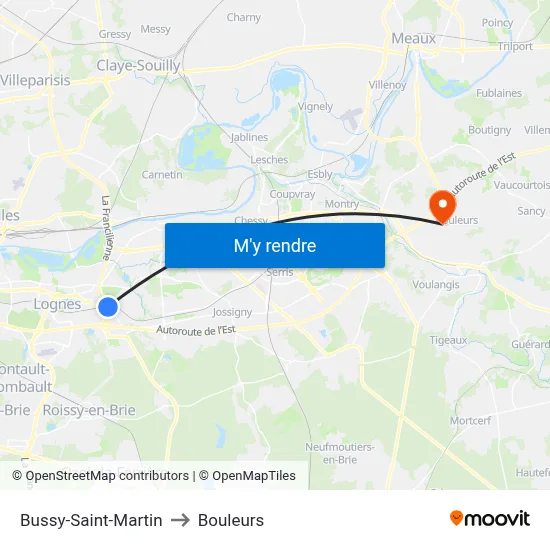 Bussy-Saint-Martin to Bouleurs map