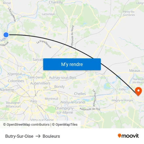 Butry-Sur-Oise to Bouleurs map