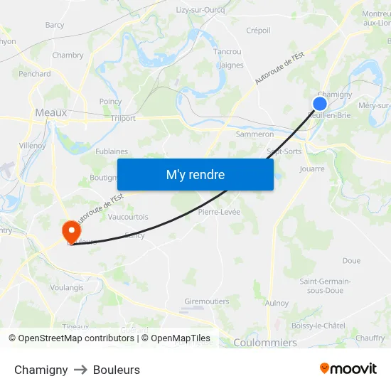 Chamigny to Bouleurs map