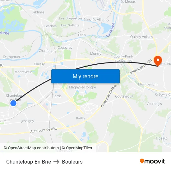 Chanteloup-En-Brie to Bouleurs map