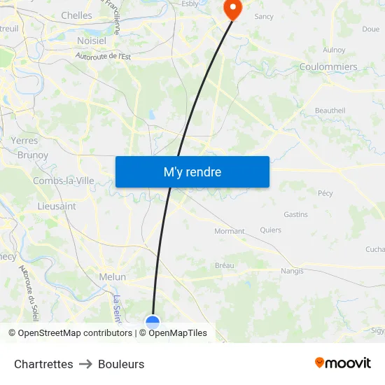 Chartrettes to Bouleurs map