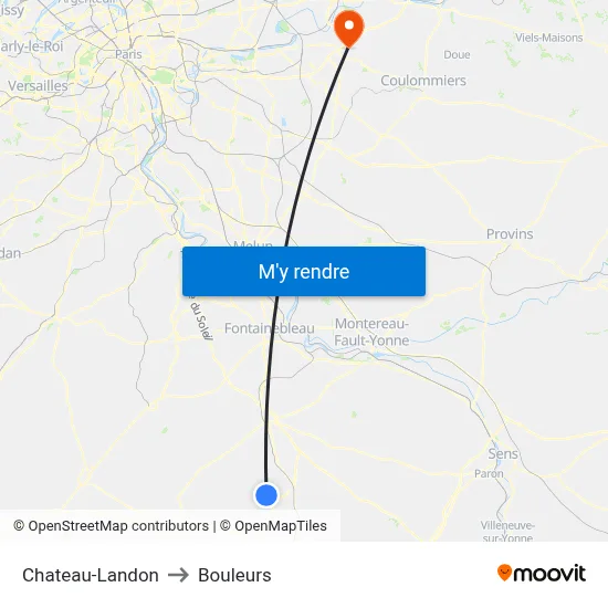 Chateau-Landon to Bouleurs map