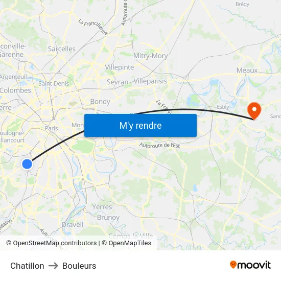 Chatillon to Bouleurs map