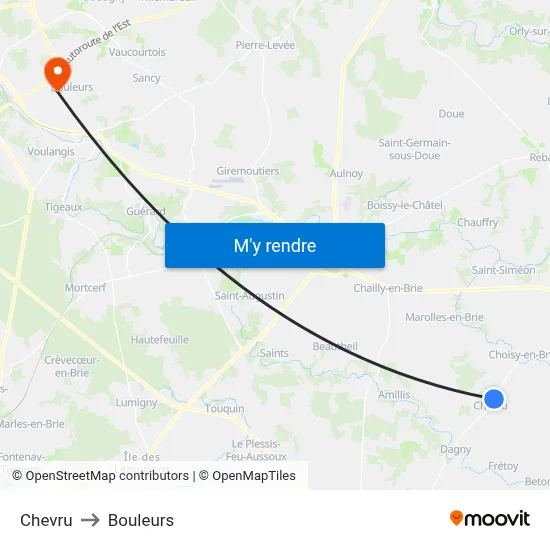 Chevru to Bouleurs map