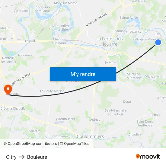 Citry to Bouleurs map