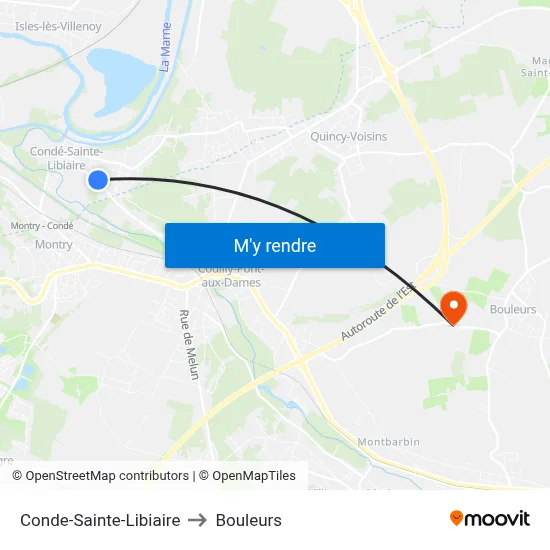 Conde-Sainte-Libiaire to Bouleurs map