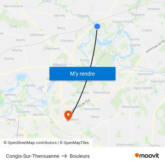 Congis-Sur-Therouanne to Bouleurs map