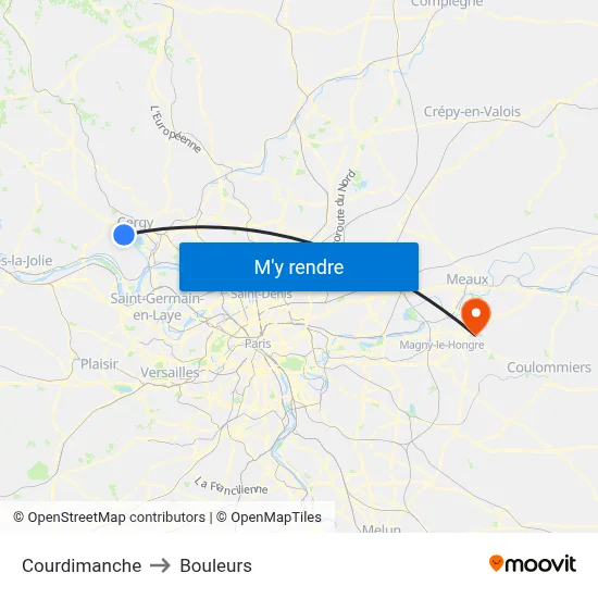 Courdimanche to Bouleurs map