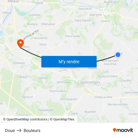 Doue to Bouleurs map