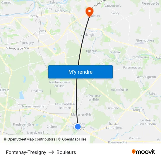 Fontenay-Tresigny to Bouleurs map