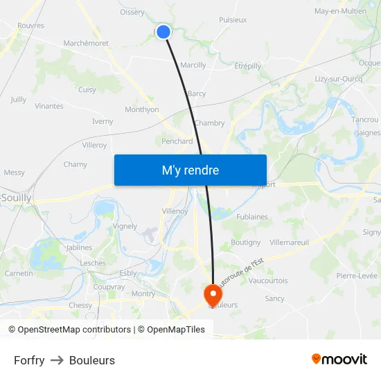 Forfry to Bouleurs map
