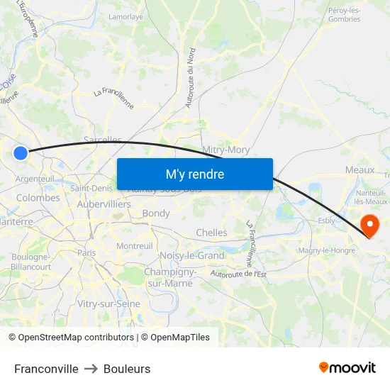 Franconville to Bouleurs map