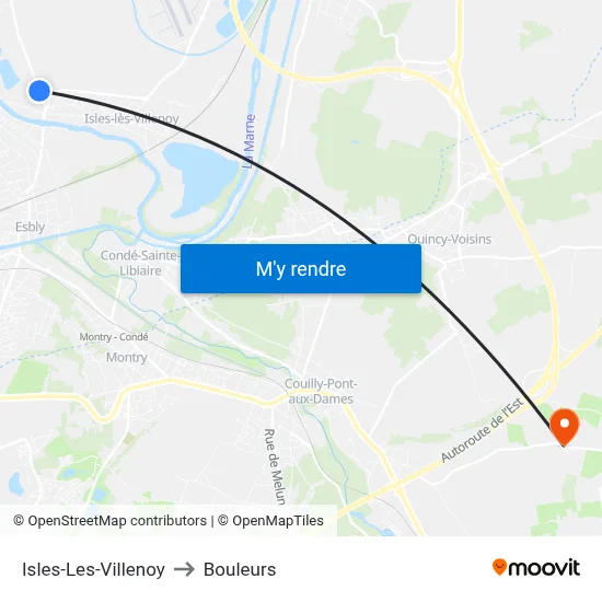 Isles-Les-Villenoy to Bouleurs map