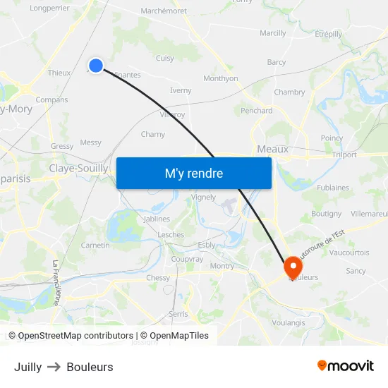 Juilly to Bouleurs map