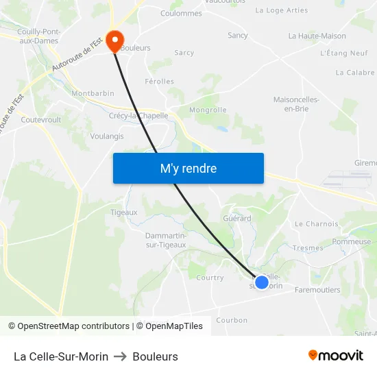 La Celle-Sur-Morin to Bouleurs map