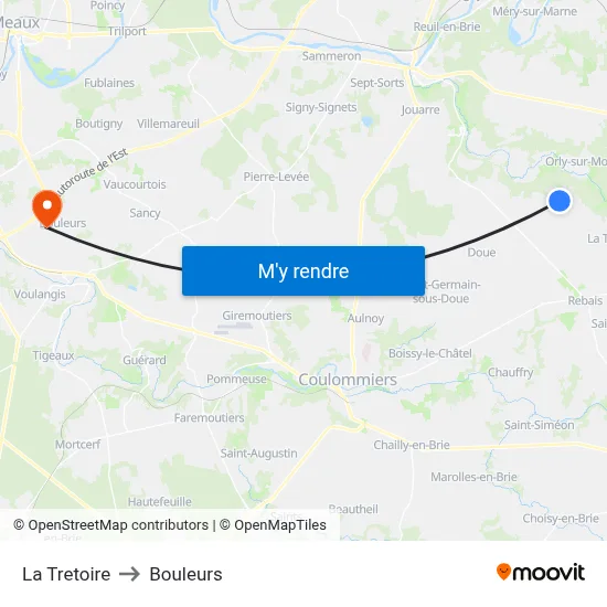 La Tretoire to Bouleurs map