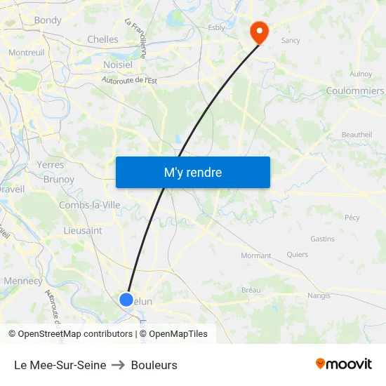 Le Mee-Sur-Seine to Bouleurs map