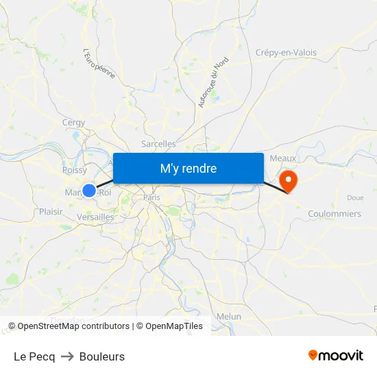 Le Pecq to Bouleurs map