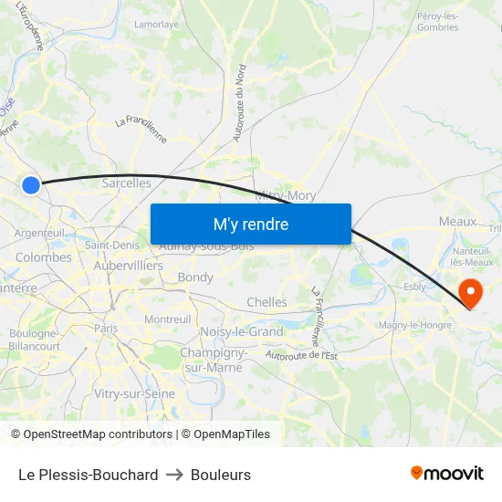 Le Plessis-Bouchard to Bouleurs map