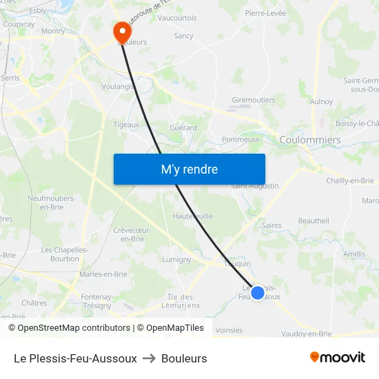 Le Plessis-Feu-Aussoux to Bouleurs map