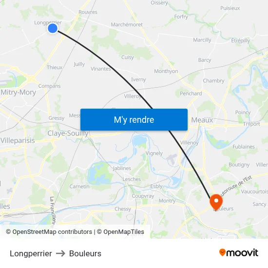 Longperrier to Bouleurs map