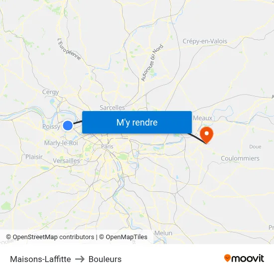 Maisons-Laffitte to Bouleurs map