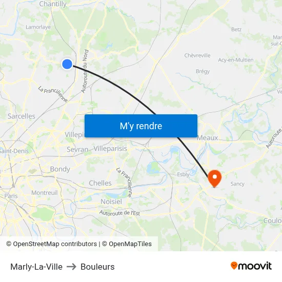 Marly-La-Ville to Bouleurs map