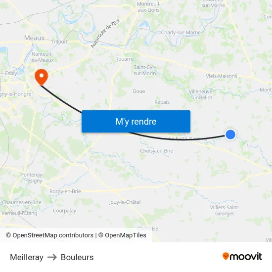 Meilleray to Bouleurs map