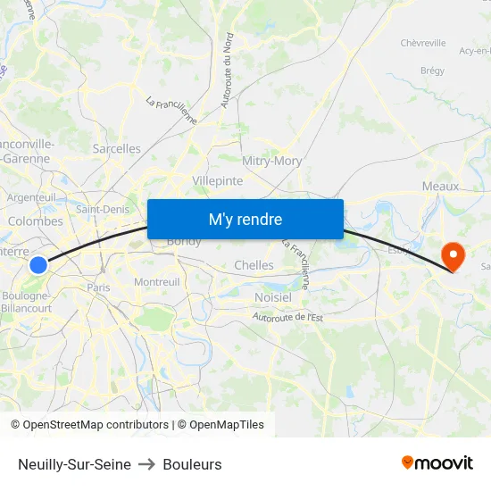 Neuilly-Sur-Seine to Bouleurs map