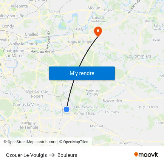 Ozouer-Le-Voulgis to Bouleurs map