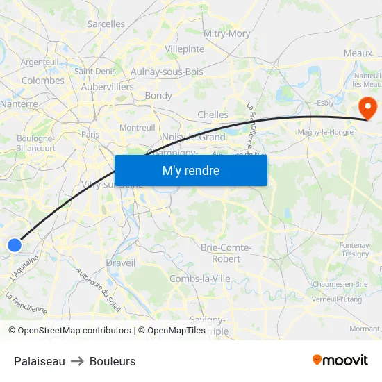 Palaiseau to Bouleurs map