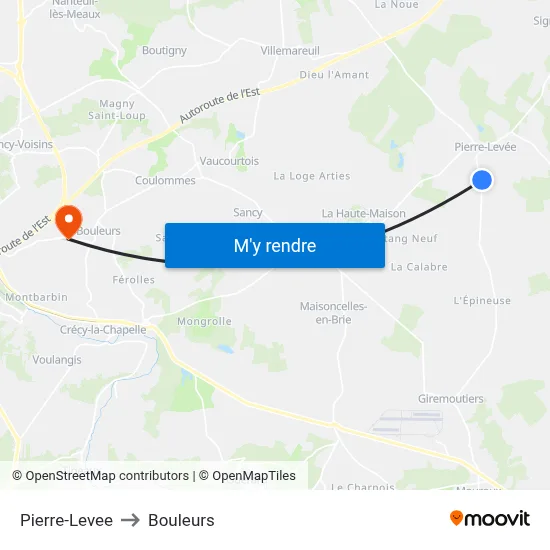 Pierre-Levee to Bouleurs map