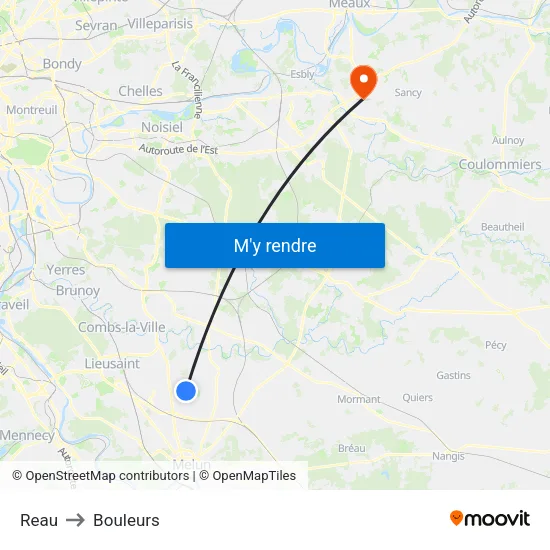 Reau to Bouleurs map
