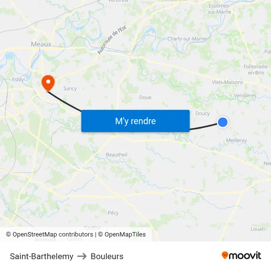 Saint-Barthelemy to Bouleurs map