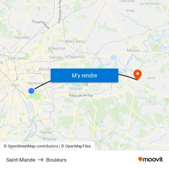 Saint-Mande to Bouleurs map
