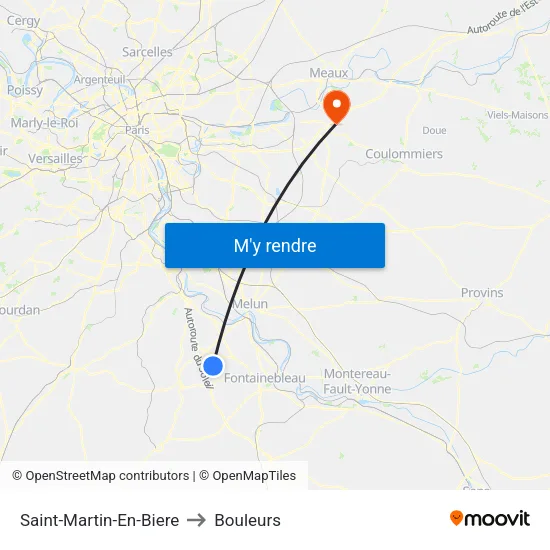 Saint-Martin-En-Biere to Bouleurs map
