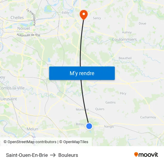 Saint-Ouen-En-Brie to Bouleurs map
