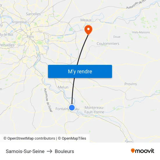 Samois-Sur-Seine to Bouleurs map