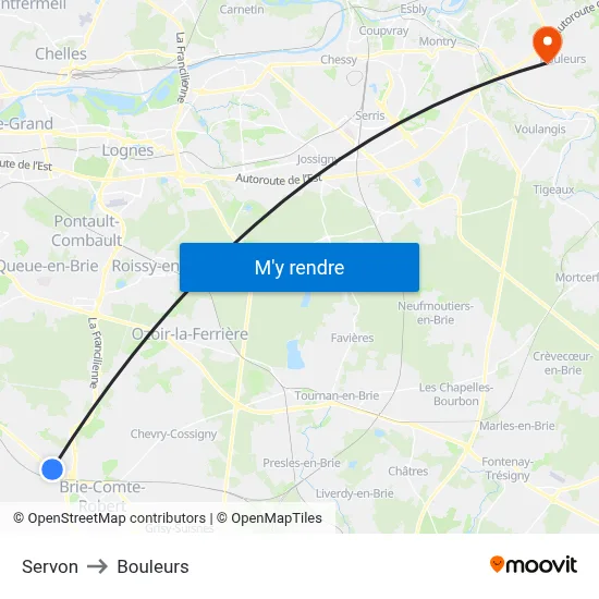 Servon to Bouleurs map