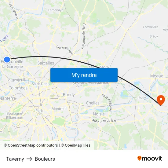 Taverny to Bouleurs map