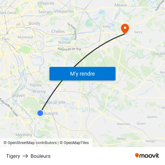 Tigery to Bouleurs map