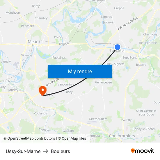 Ussy-Sur-Marne to Bouleurs map