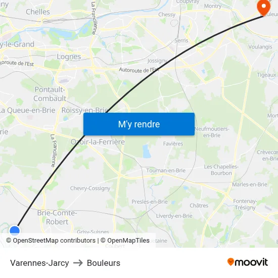 Varennes-Jarcy to Bouleurs map
