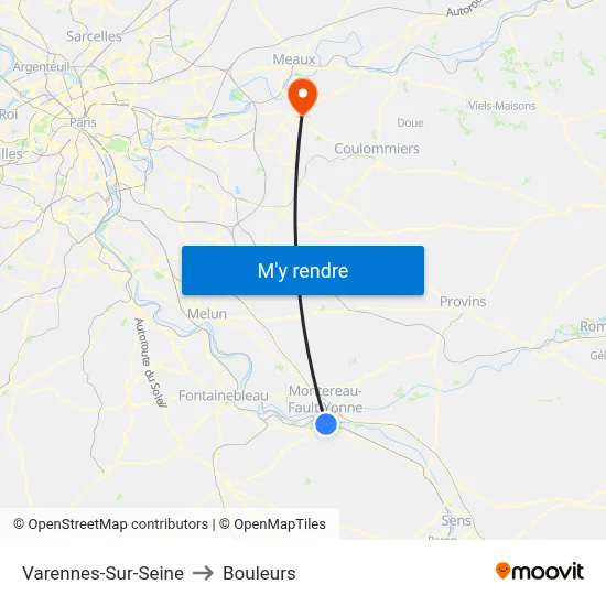 Varennes-Sur-Seine to Bouleurs map