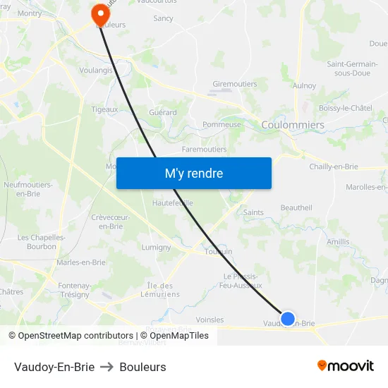 Vaudoy-En-Brie to Bouleurs map